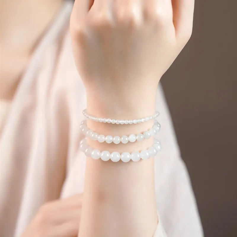 FANGYUANXIAOFU Hetian Jade Bracelets White Jade Women's-5