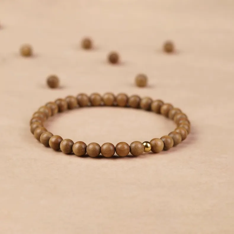FANGYUANXIAOFU Laoshan Sandalwood Single Wrap Beaded Bracelet Women's-1