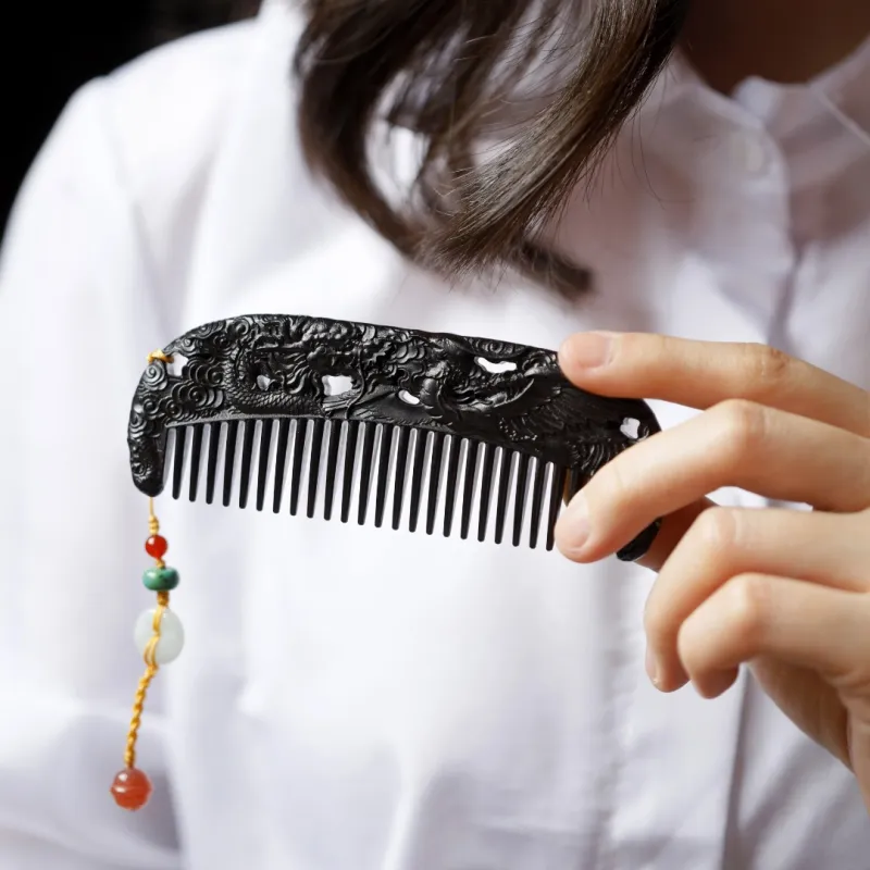 FANGYUANXIAOFU African Blackwood Wooden Comb Women's-7