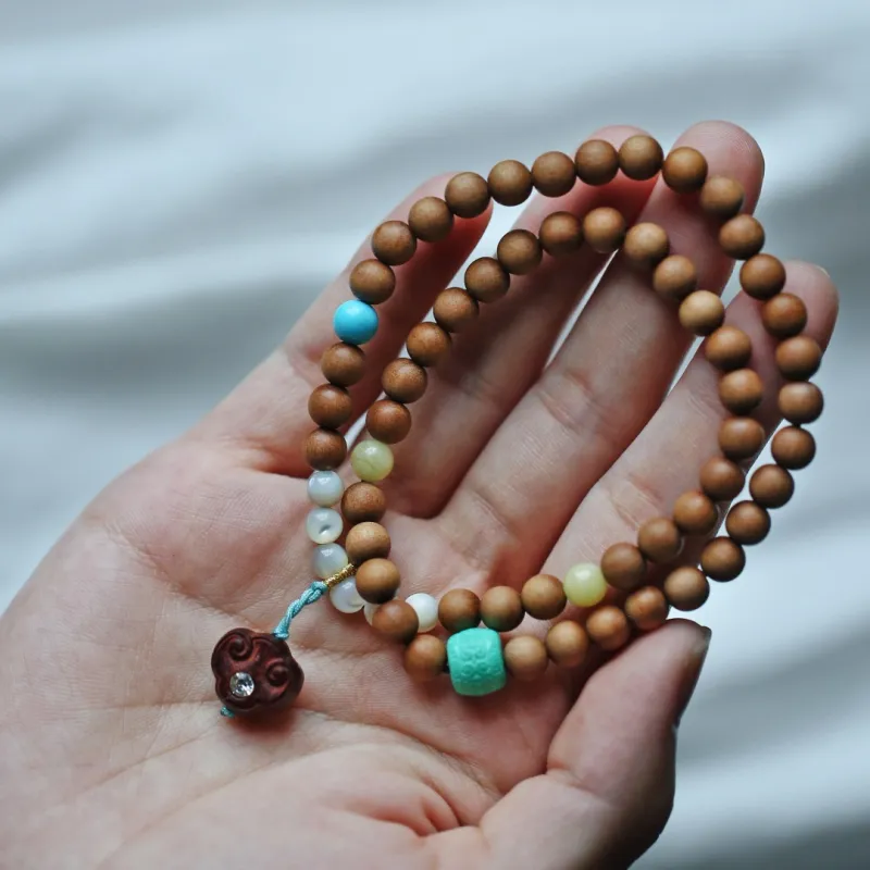 FANGYUANXIAOFU Laoshan Sandalwood Wooden Bracelets Unisex-3