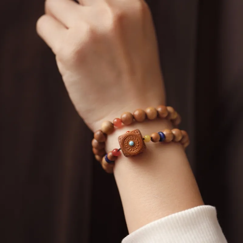 FANGYUANXIAOFU Old Mountain Sandalwood Bracelets Unisex-4