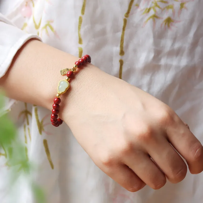 FANGYUANXIAOFU Reconstructed Cinnabar Bracelets Unisex-7
