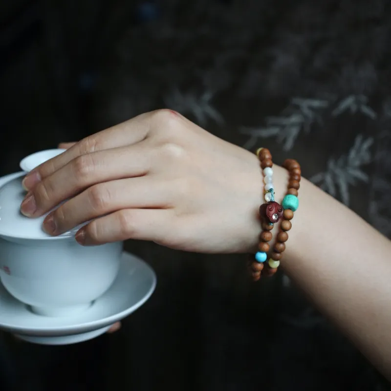 FANGYUANXIAOFU Laoshan Sandalwood Wooden Bracelets Unisex-4