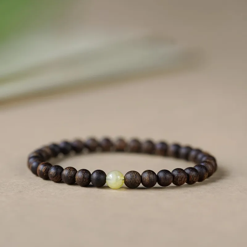 FANGYUANXIAOFU Auspicious Year Of The Snake Fragrance Enhancer, Agarwood Plain Circle Beaded Bracelet Women's-7