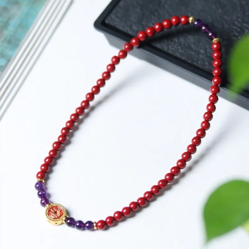 FANGYUANXIAOFU Reconstructed Cinnabar Bracelets Women's-1