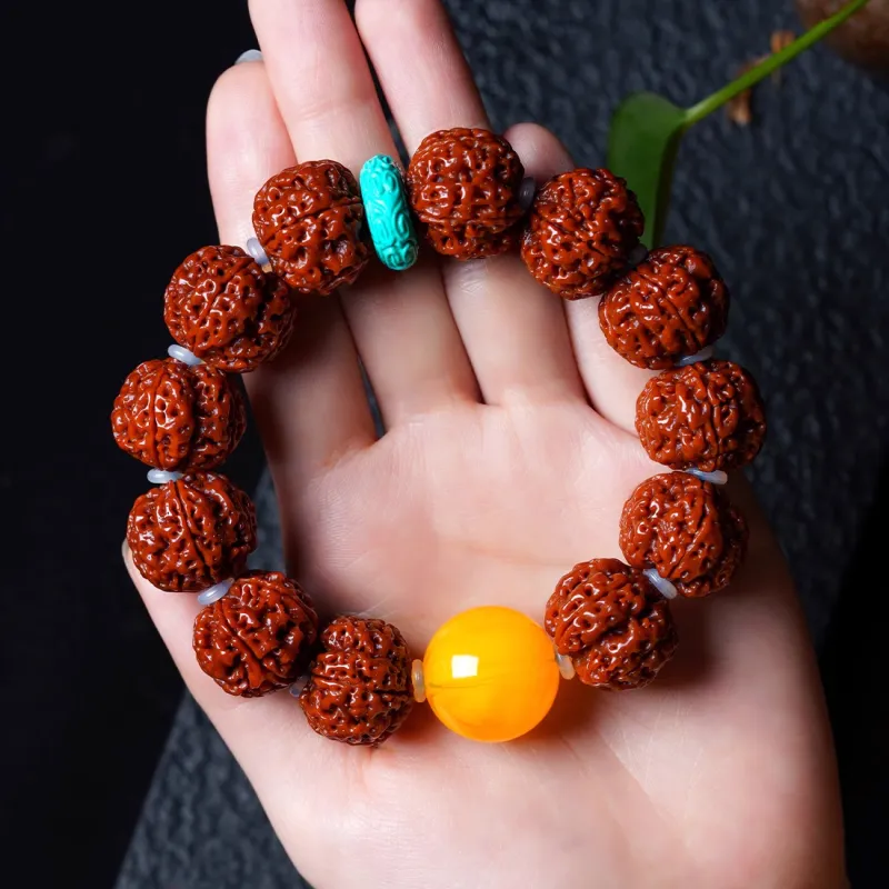 FANGYUANXIAOFU King Kong Bodhi Seeds Good Luck Beaded Bracelet Fortune And Leisure Hand Accessory Unisex-2