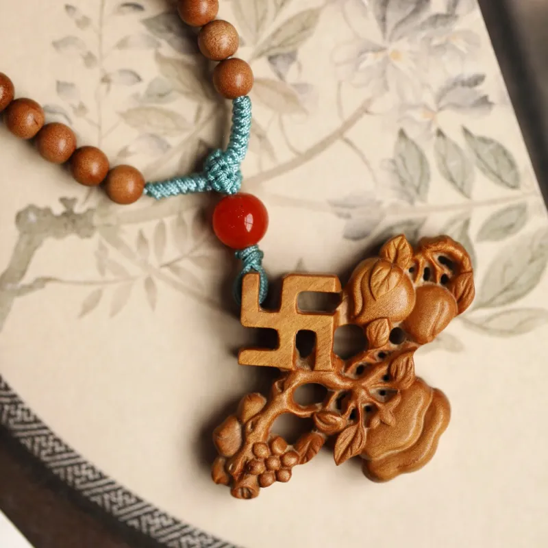 FANGYUANXIAOFU Laoshan Sandalwood Wooden Bracelets Unisex-3