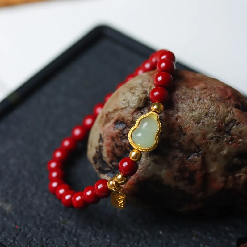 FANGYUANXIAOFU Reconstructed Cinnabar Bracelets Unisex-2
