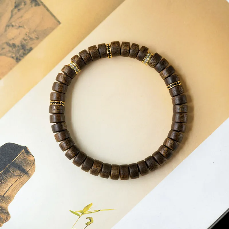 FANGYUANXIAOFU Fragrance Enhancer, Agarwood Wooden Bracelets Unisex-1