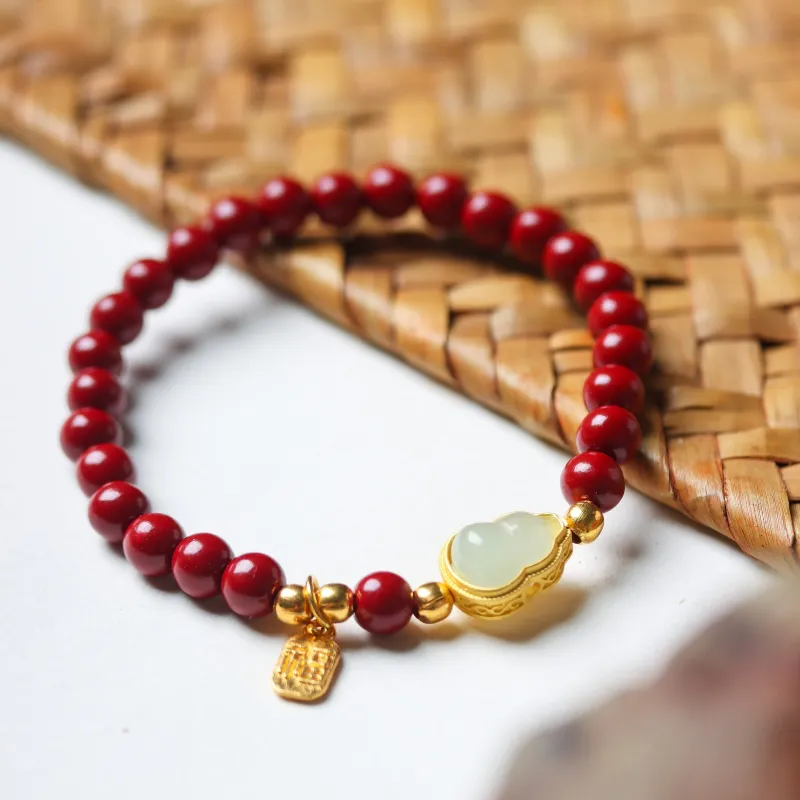 FANGYUANXIAOFU Reconstructed Cinnabar Bracelets Unisex-5