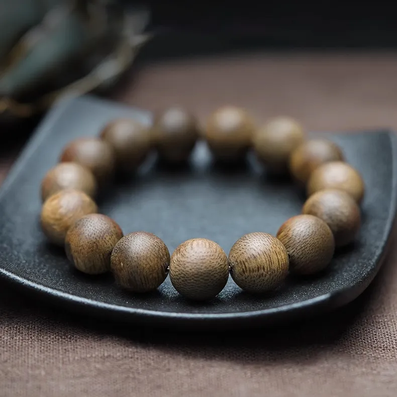 FANGYUANXIAOFU Fragrance Enhancer, Agarwood Single Wrap, Plain Beaded Bracelet Unisex-8