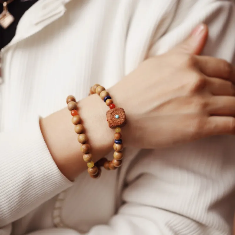 FANGYUANXIAOFU Old Mountain Sandalwood Bracelets Unisex-1