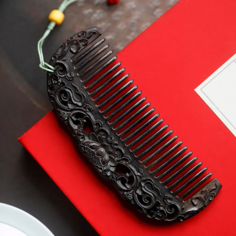 FANGYUANXIAOFU African Blackwood Wooden Comb Women's-5