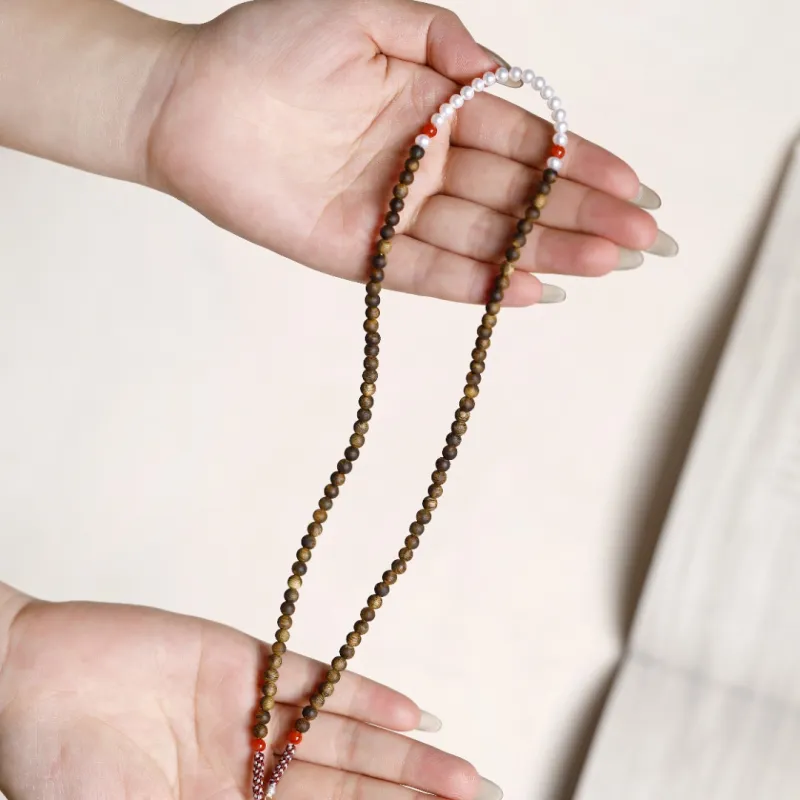 FANGYUANXIAOFU Auspicious Year Of The Snake Green Kyara Precious Wood Bracelets Unisex-3