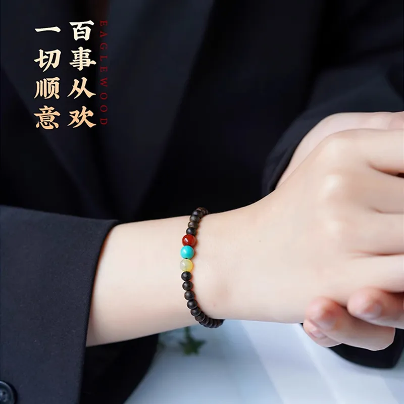 FANGYUANXIAOFU Fragrance Enhancer, Agarwood Bracelets Women's-18