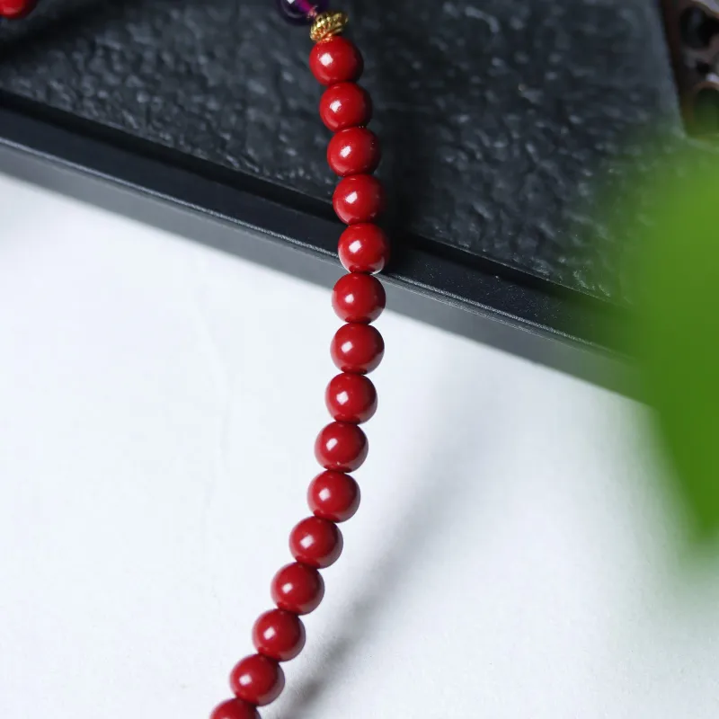 FANGYUANXIAOFU Reconstructed Cinnabar Bracelets Women's-3