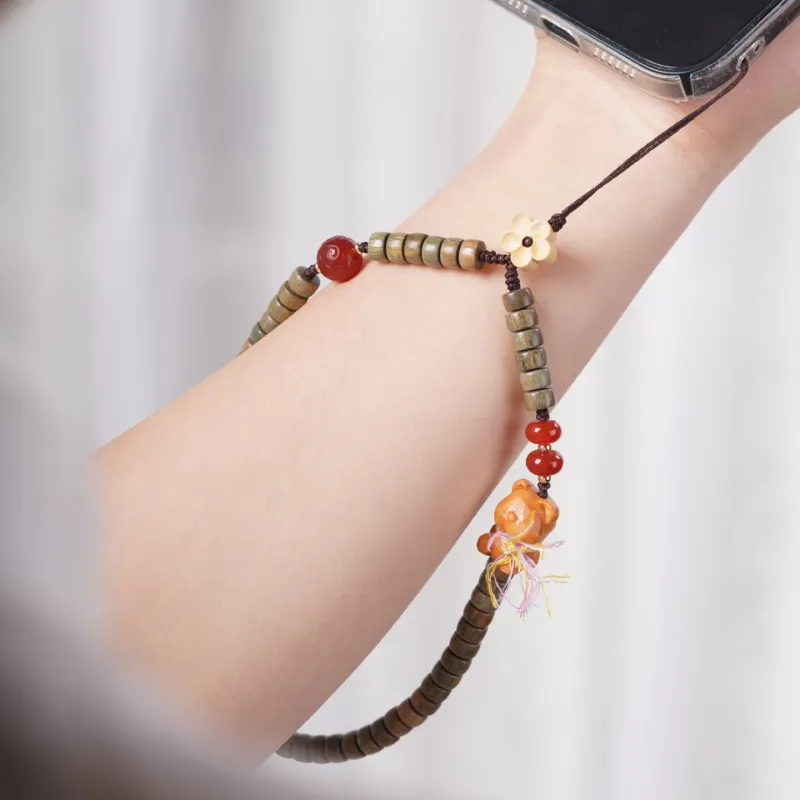 FANGYUANXIAOFU Green Sandalwood Bead Chain Unisex-3