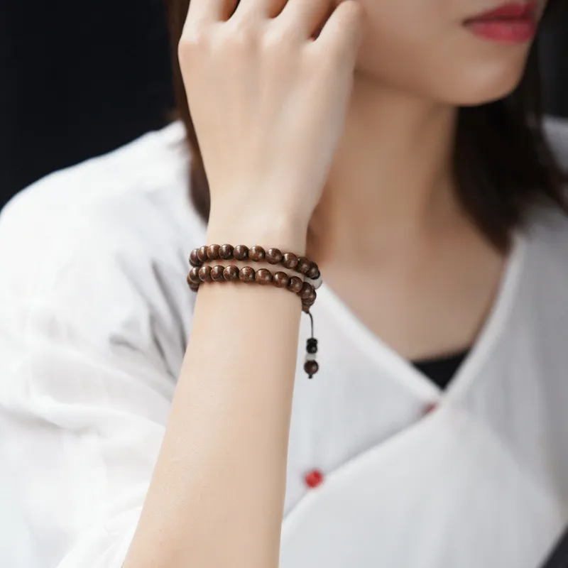 FANGYUANXIAOFU Golden Sandalwood Bracelets Unisex-1