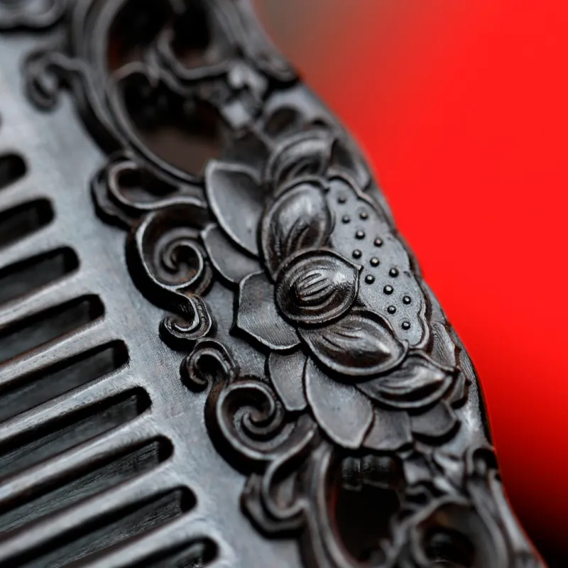 FANGYUANXIAOFU African Blackwood Wooden Comb Women's-6