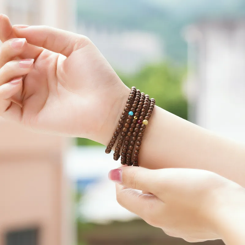 FANGYUANXIAOFU Golden Sandalwood Bracelets Unisex-3