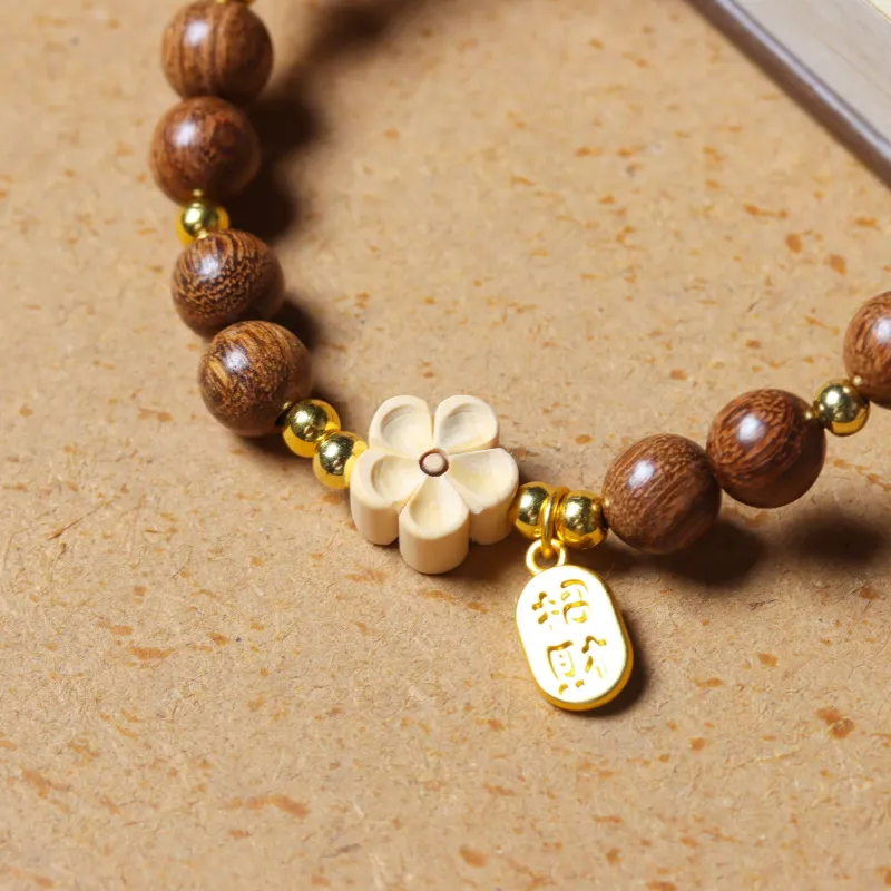 FANGYUANXIAOFU Golden Sandalwood Wooden Bracelets Unisex-7