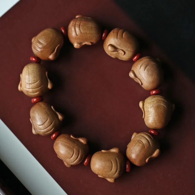 FANGYUANXIAOFU Laoshan Sandalwood Fragrance Wooden Bracelets Unisex-5