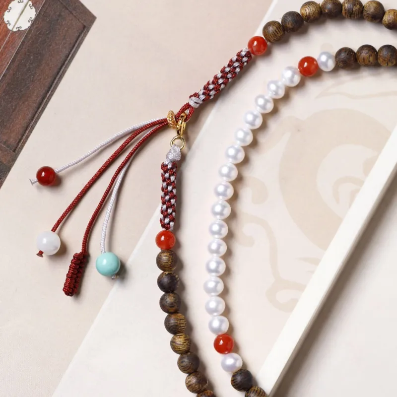FANGYUANXIAOFU Auspicious Year Of The Snake Green Kyara Precious Wood Bracelets Unisex-4