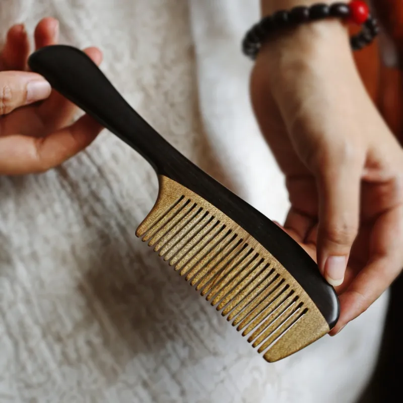 FANGYUANXIAOFU African Blackwood Wooden Comb Women's-5