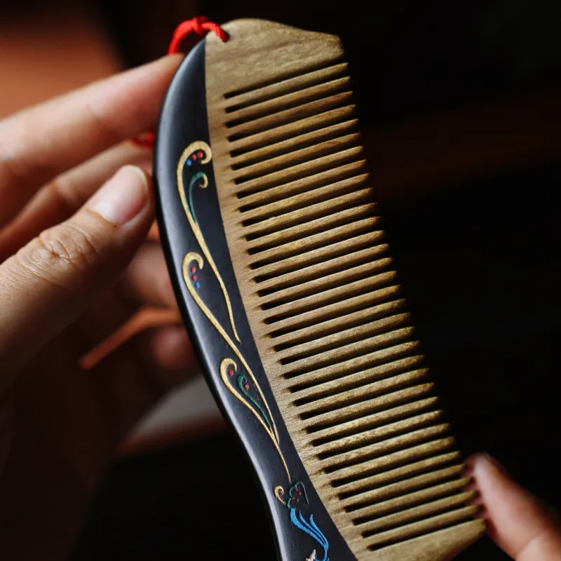FANGYUANXIAOFU African Blackwood Wooden Comb Women's-6
