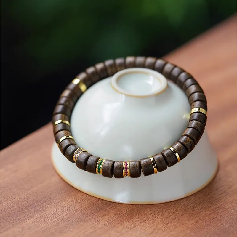 FANGYUANXIAOFU Fragrance Enhancer, Agarwood Wooden Bracelets Unisex-8
