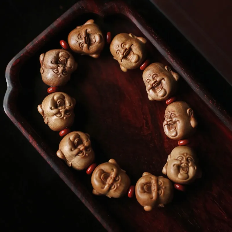 FANGYUANXIAOFU Laoshan Sandalwood Fragrance Wooden Bracelets Unisex-3