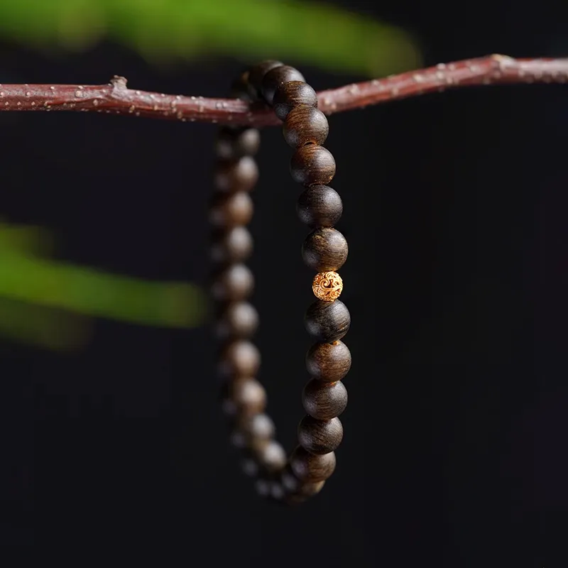 FANGYUANXIAOFU Fragrance Enhancer, Agarwood Single Wrap Plain Beaded Bracelet Women's-11