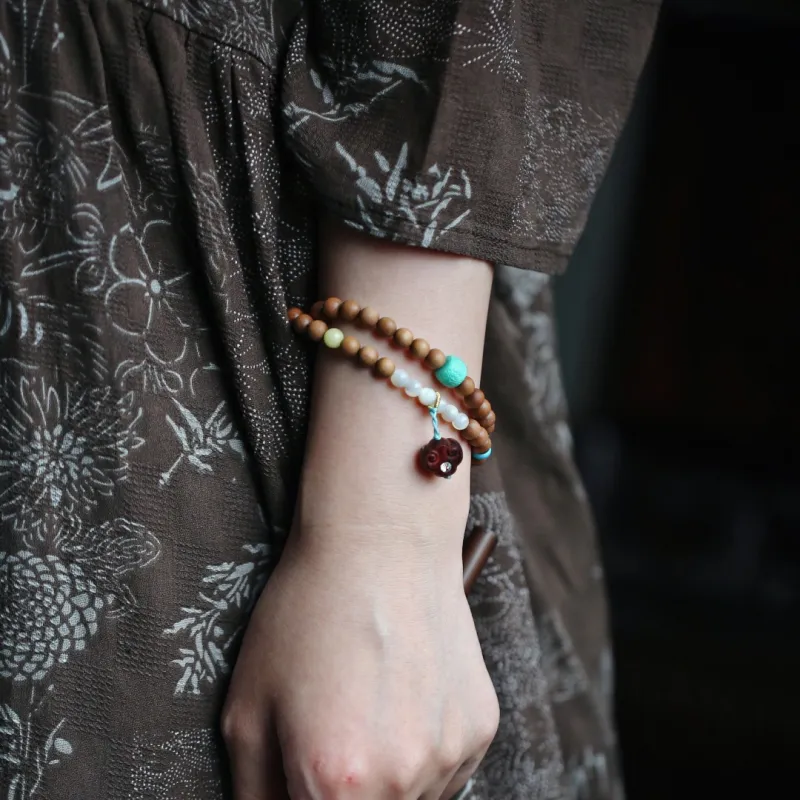 FANGYUANXIAOFU Laoshan Sandalwood Wooden Bracelets Unisex-6