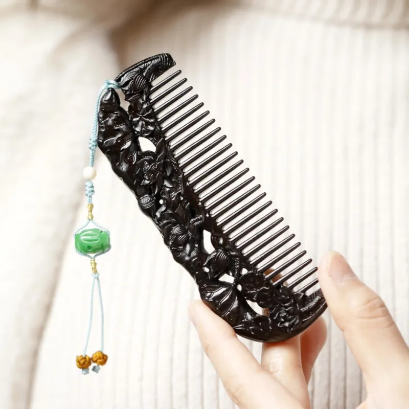 FANGYUANXIAOFU African Blackwood Wooden Comb Women's-7