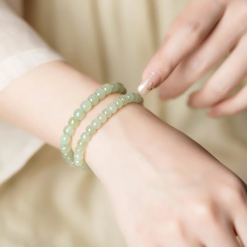 FANGYUANXIAOFU Hetian Jade Bracelets Green Jade Women's-5