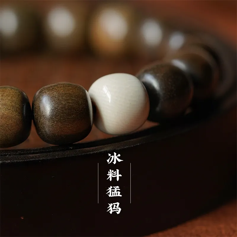 FANGYUANXIAOFU Laoshan Sandalwood Plain Circle Beaded Bracelet Unisex-10