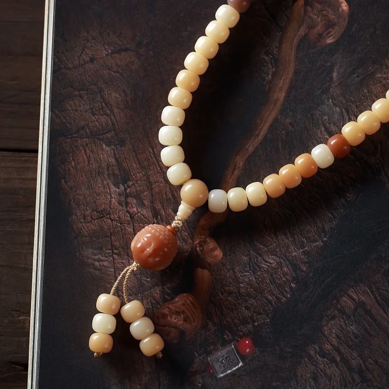 FANGYUANXIAOFU Bodhi Root Barrel Bead Beaded Bracelet Unisex-2