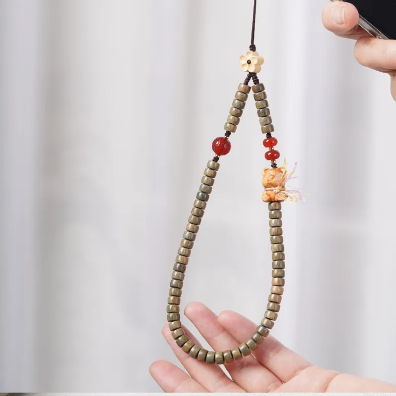FANGYUANXIAOFU Green Sandalwood Bead Chain Unisex-5