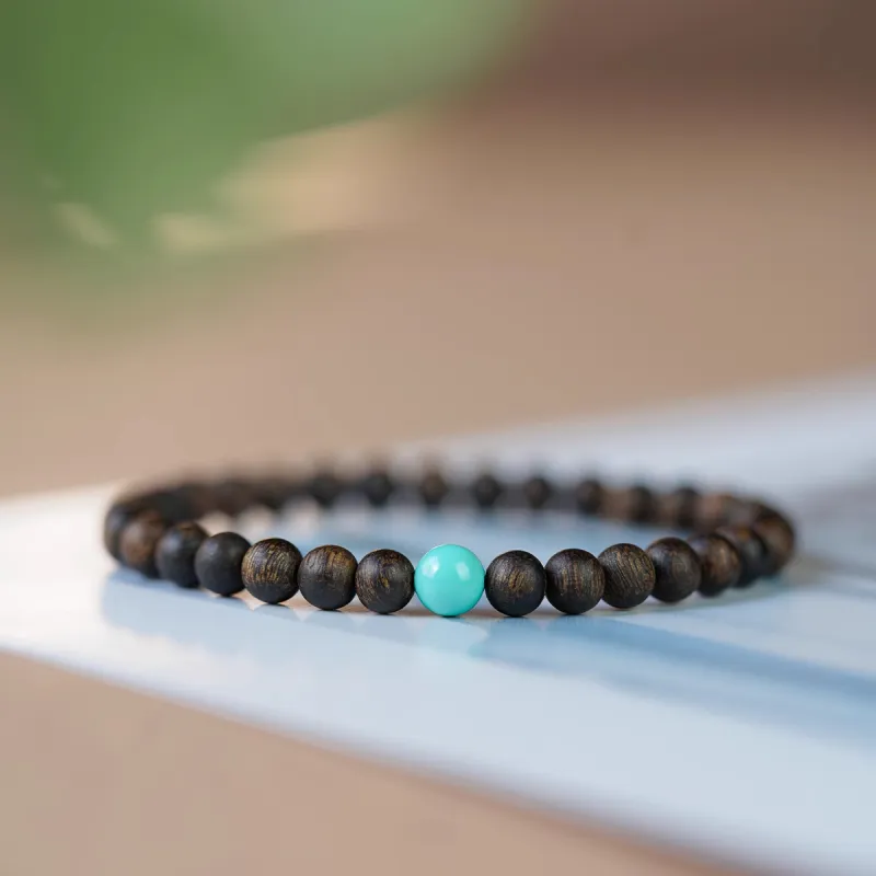 FANGYUANXIAOFU Auspicious Year Of The Snake Fragrance Enhancer, Agarwood Plain Circle Beaded Bracelet Women's-1