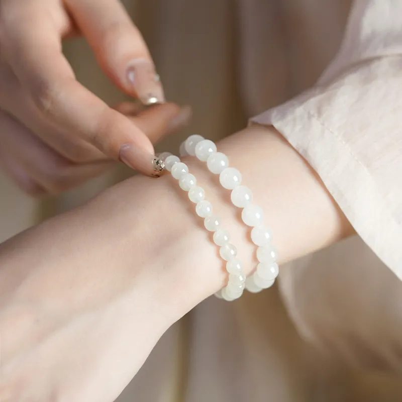 FANGYUANXIAOFU Hetian Jade Bracelets White Jade Women's-8