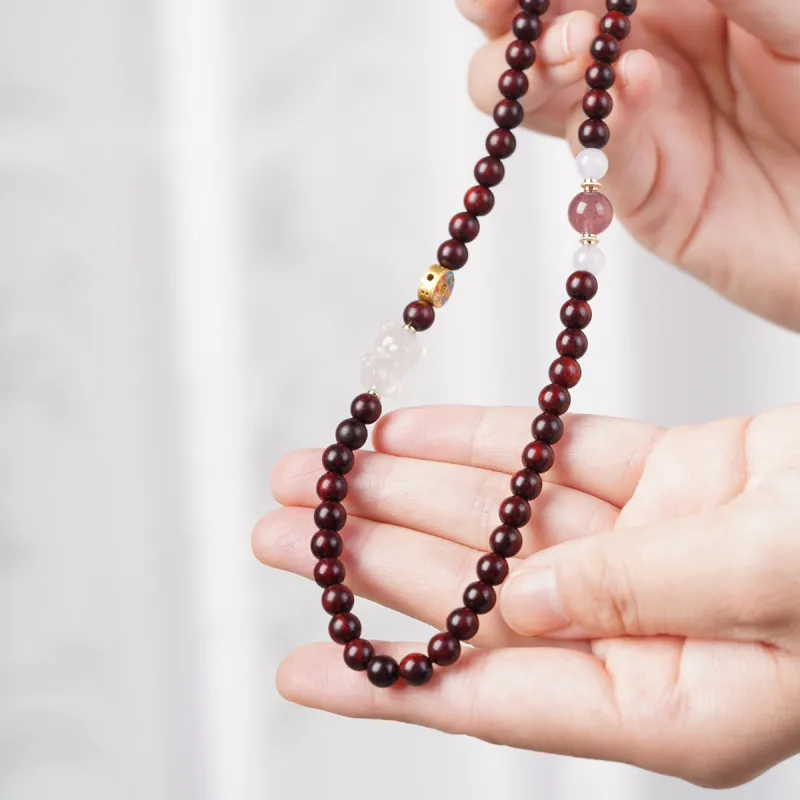 FANGYUANXIAOFU Small Leaf Red Sandalwood Bracelets Women's-4