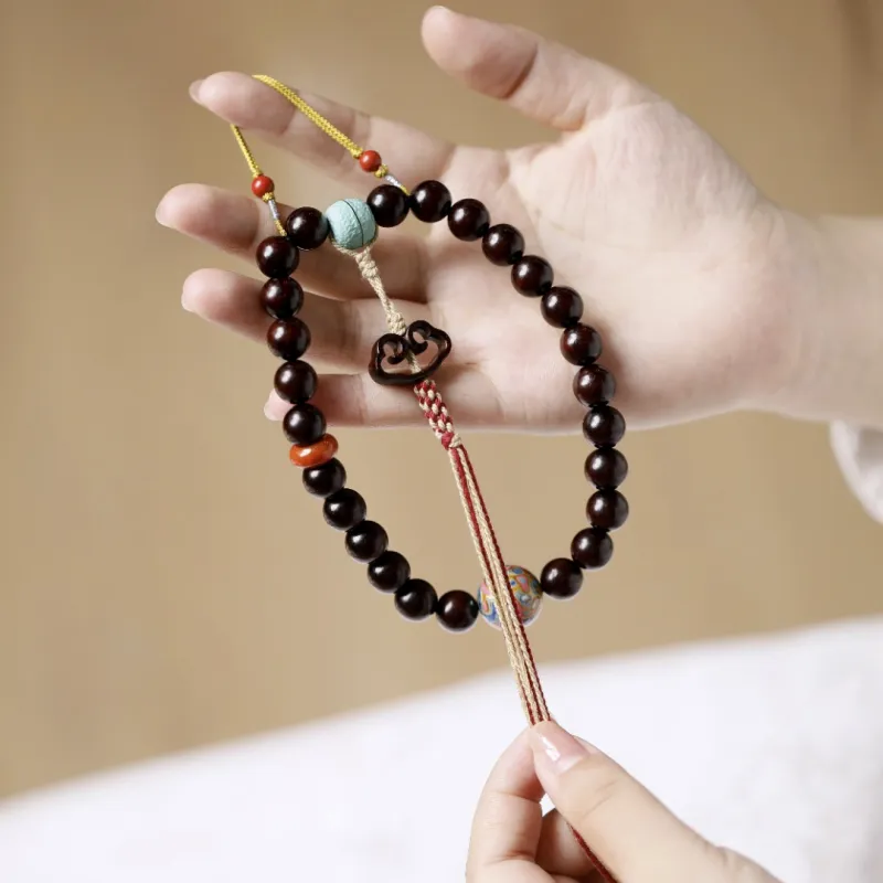 FANGYUANXIAOFU Rosewood Beaded Bracelet Unisex-2
