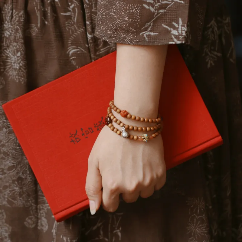 FANGYUANXIAOFU Laoshan Sandalwood Wooden Bracelets Unisex-4