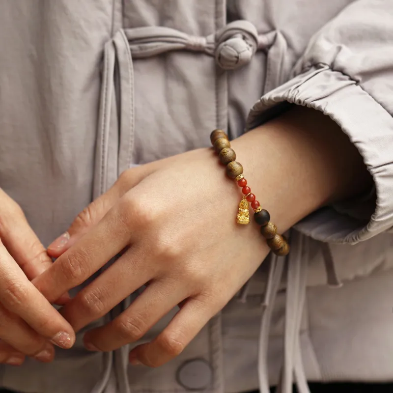 FANGYUANXIAOFU Auspicious Year Of The Snake Green Kyara Bracelets Unisex-7