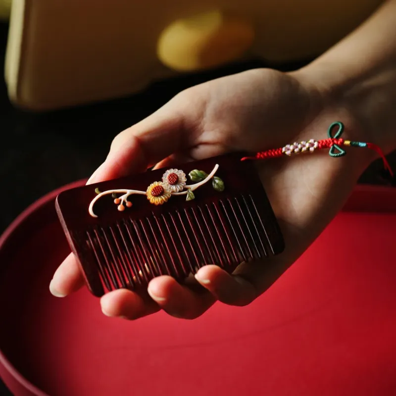 FANGYUANXIAOFU Rosewood Wooden Comb Women's-4