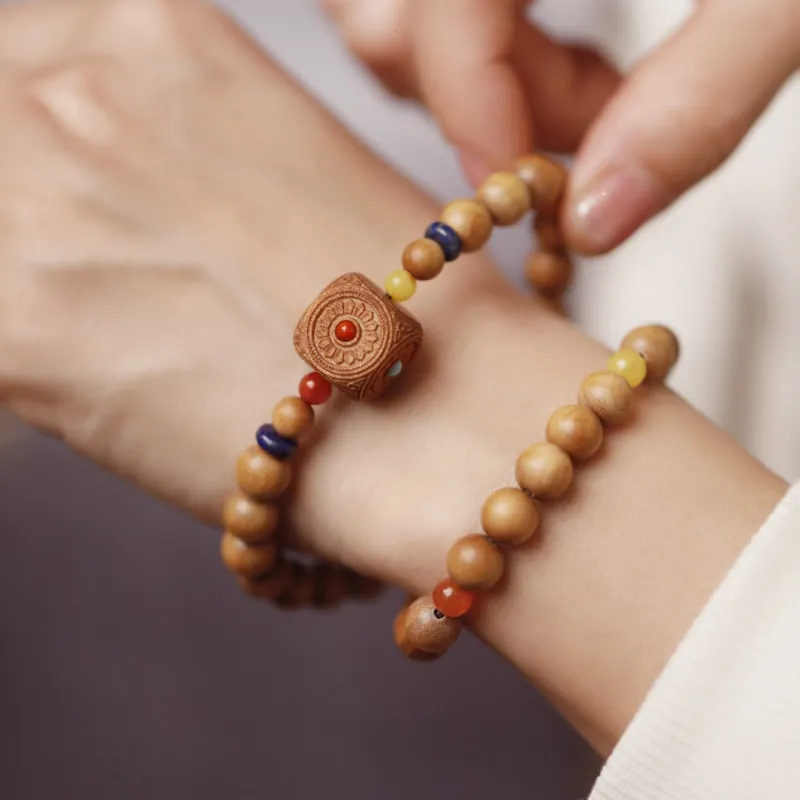 FANGYUANXIAOFU Old Mountain Sandalwood Bracelets Unisex-3