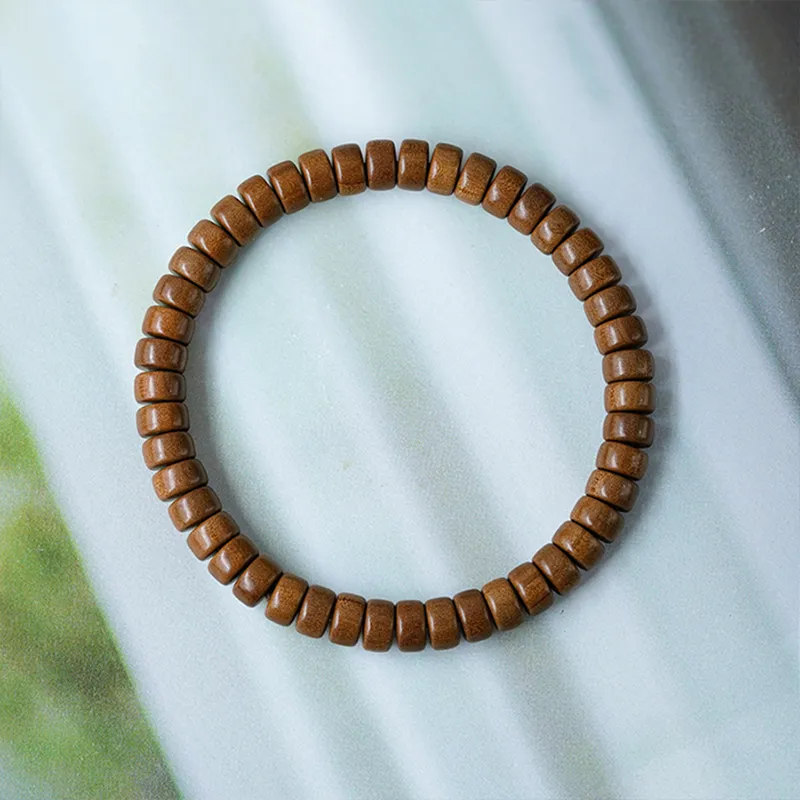 FANGYUANXIAOFU Sandalwood Single Wrap Plain Beaded Bracelet Unisex-12