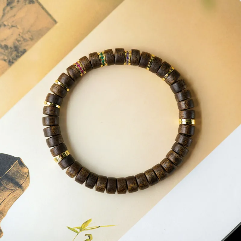 FANGYUANXIAOFU Fragrance Enhancer, Agarwood Wooden Bracelets Unisex-7