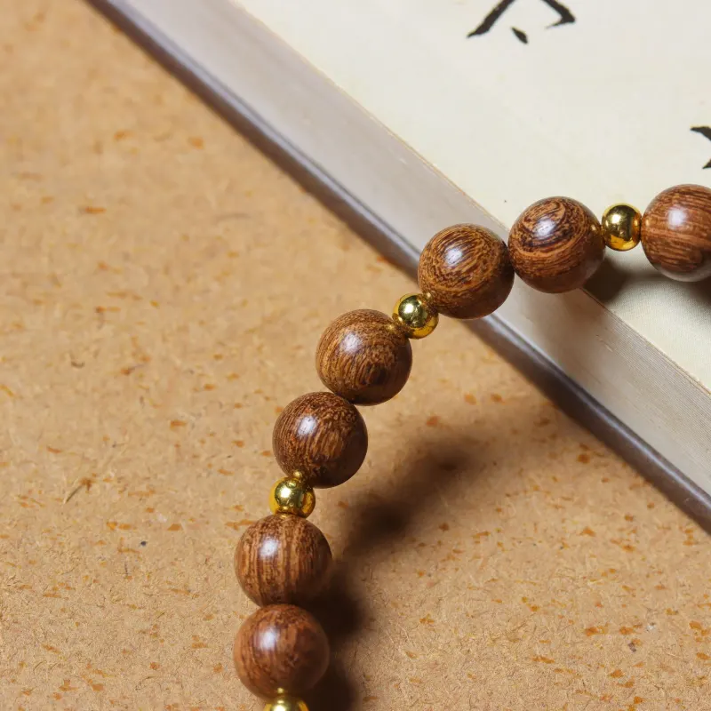 FANGYUANXIAOFU Golden Sandalwood Wooden Bracelets Unisex-3