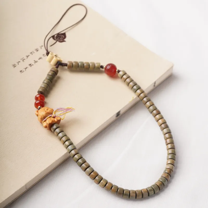 FANGYUANXIAOFU Green Sandalwood Bead Chain Unisex-2